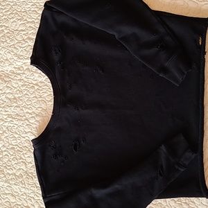 Express distressed cropped sweatshirt size xs black